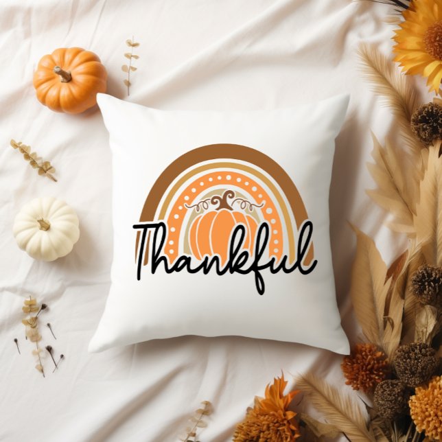 Cute Säsong Fall Boho Pumpkin Thankful Kudde (Skapare uppladdad)