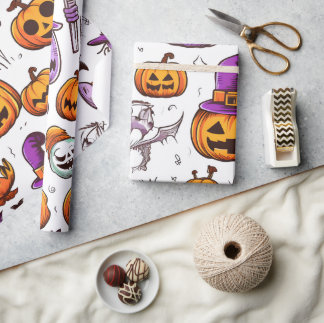 Cute Säsong Orange Lila Fall Pumpkin Halloween Presentpapper