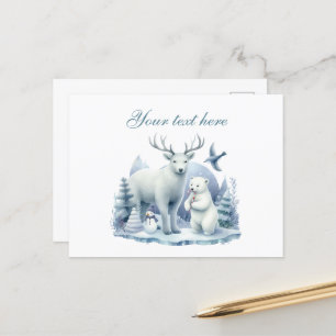 Cute Säsong Winter blandade djur älskare add namn Vykort
