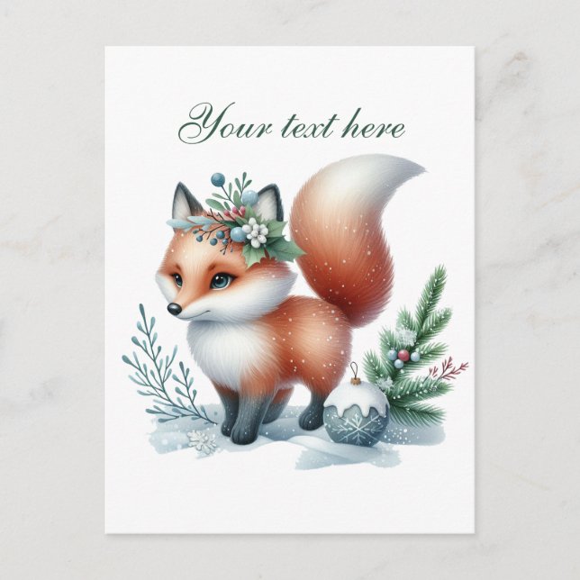 Cute Säsong Winter fox älskare add namn Vykort (Framsida)