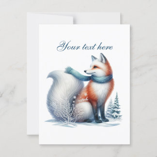 Cute Säsong Winter fox älskare lägger till text Vykort