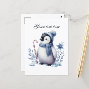 Cute Säsong Winter penguin älskare add namn Vykort