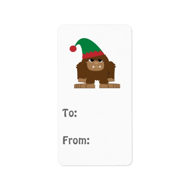 Cute Sasquatch jul Elf Adressetikett (Framsidan)