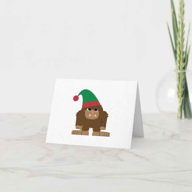 Cute Sasquatch jul Elf Helgkort (Framsida)