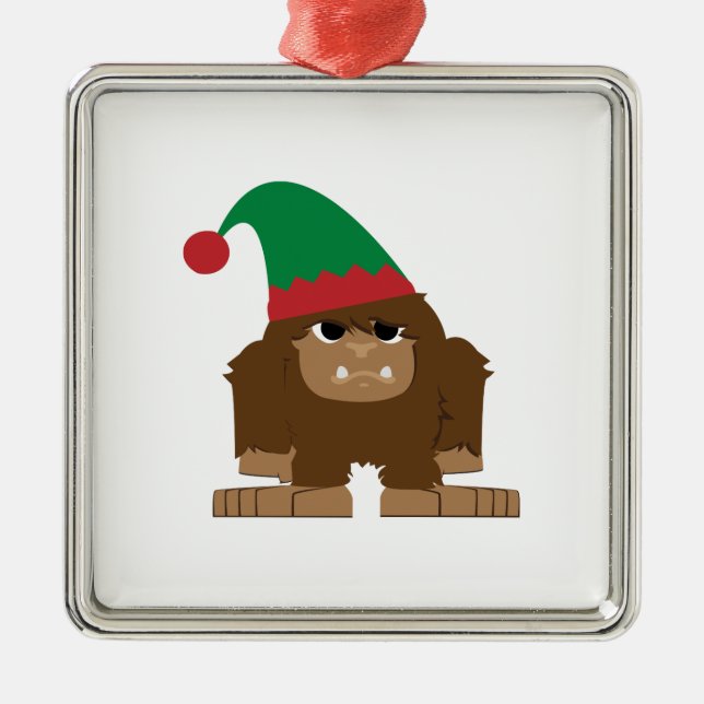 Cute Sasquatch jul Elf Julgransprydnad Metall (Framsidan)
