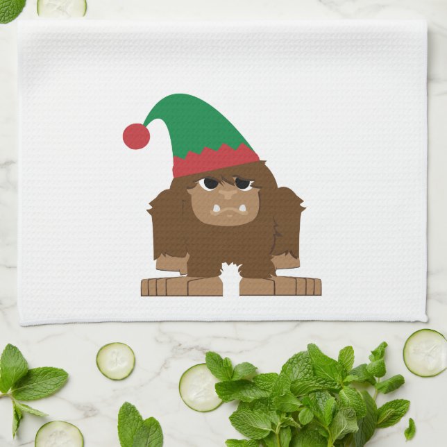 Cute Sasquatch jul Elf Kökshandduk (Vikta)