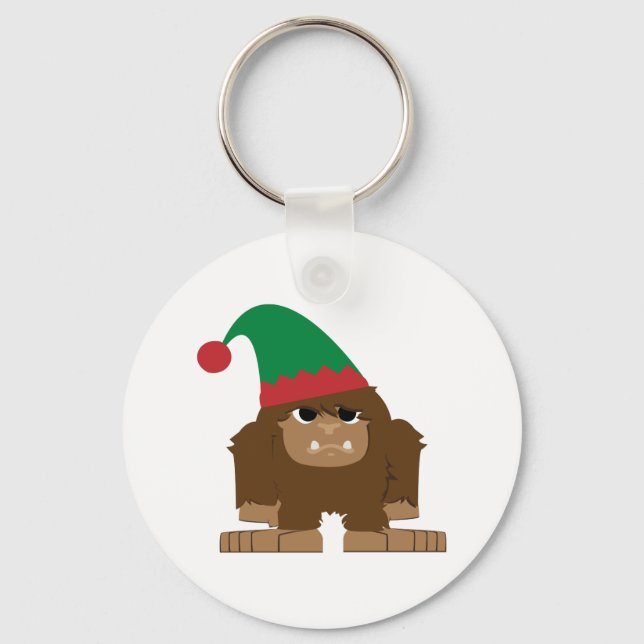 Cute Sasquatch jul Elf Nyckelring (Framsida)