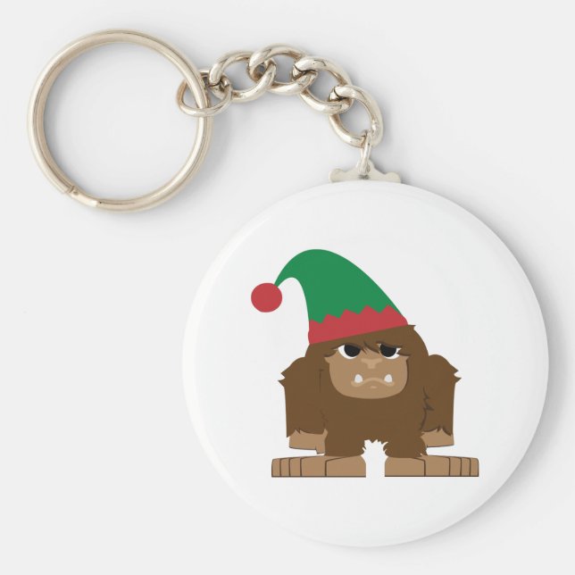 Cute Sasquatch jul Elf Nyckelring (Framsidan)
