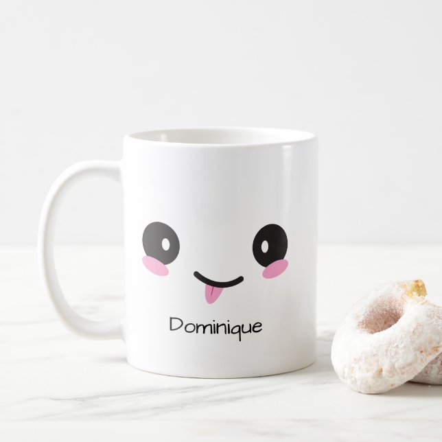 Cute Sassy Kawaii Face - Customizable Name Mug Kaffemugg (Med munk)