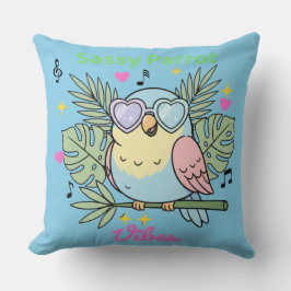 Cute "Sassy Parrot Vibes" Tropical Decor Cushion Kudde