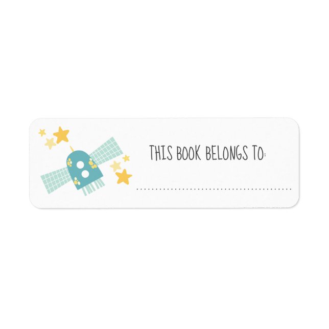 Cute Satellite och Stars i Bok i Tillhör till Returadress Etikett (Framsidan)