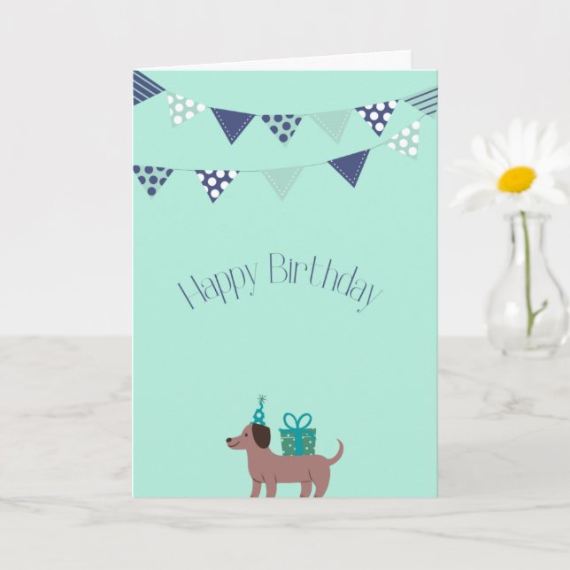 Cute Sause Hund Birday Card Kort (Liten växt)