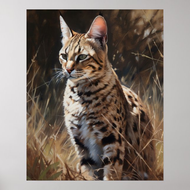 Cute Savannah Cat Art Print Poster (Framsidan)