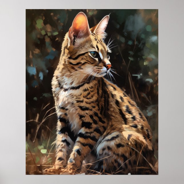 Cute Savannah Cat Art Print Poster (Framsidan)