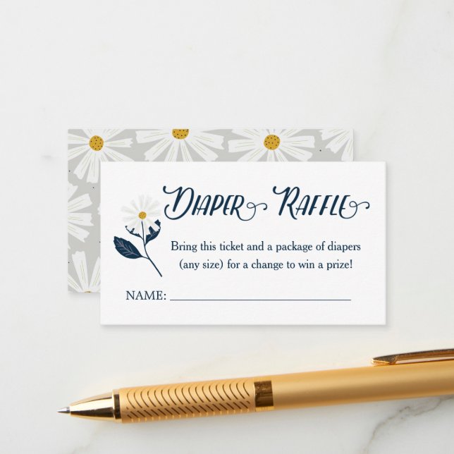 Cute Scandi Daisy Diaper Raffle Biljett-hölje C Tilläggskort (Fram/Back In Situ)