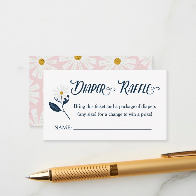 Cute Scandi Daisy Diaper Raffle Biljett-hölje C Tilläggskort (Fram/Back In Situ)