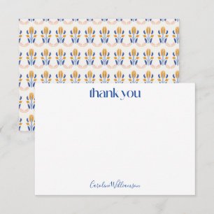 Cute Scandi Folk Flowers i Blue Baby Shower Tack Kort