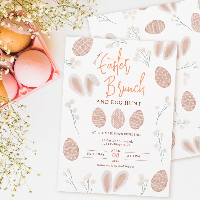 Cute Scandi Påsk brunch-ägg jagar chic vattenfärg Inbjudningar (Skapare uppladdad)