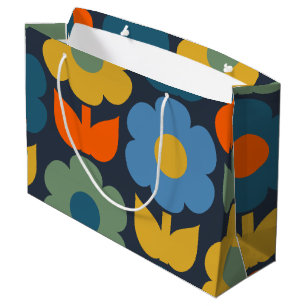Cute Scandi Retro Modern Blommönster Blue