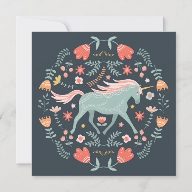 Cute Scandi Unicorn-Helgdag Julkort (Framsida)