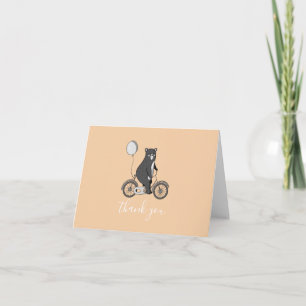 Cute Scandinavian Bear on Bike Minimalist Tack Kort