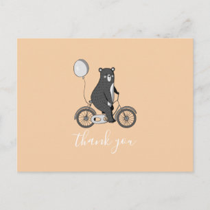 Cute Scandinavian Bear on Bike Minimalist Tack Vykort