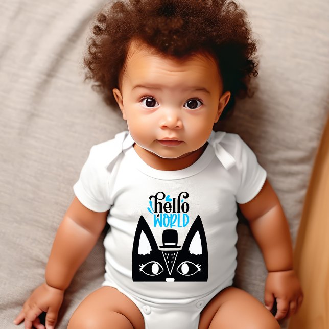 Cute Scandinavian cat with hat Hej World T Shirt (Skapare uppladdad)
