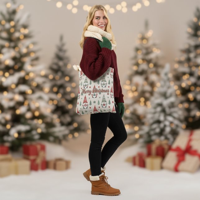 Cute Scandinavian Christmas Gnome Tote Bag Tygkasse (Skapare uppladdad)