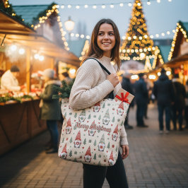 Cute Scandinavian Christmas Gnome Tote Bag Tygkasse