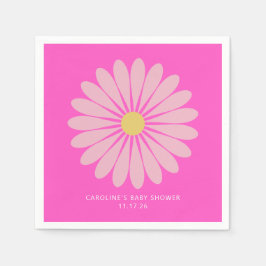 Cute Scandinavian Flower Rosa Baby Shower Anpassni Pappersservett