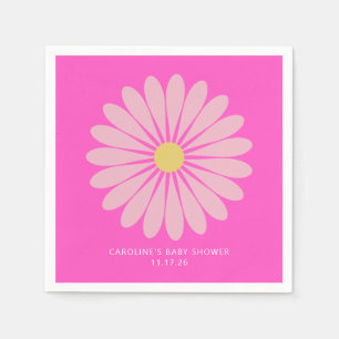 Cute Scandinavian Flower Rosa Baby Shower Anpassni Pappersservett