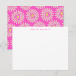 Cute Scandinavian Flower Rosa Personlig Namn Anteckningskort