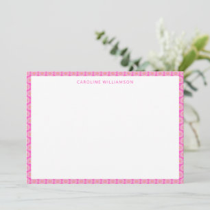 Cute Scandinavian Flower Rosa Personlig Namn Tack Kort