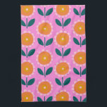 Cute Scandinavian Flowers in Rosa and Orange Kökshandduk<br><div class="desc">Cute Scandinavian Flowers in Rosa and Orange Kitchen Towel</div>
