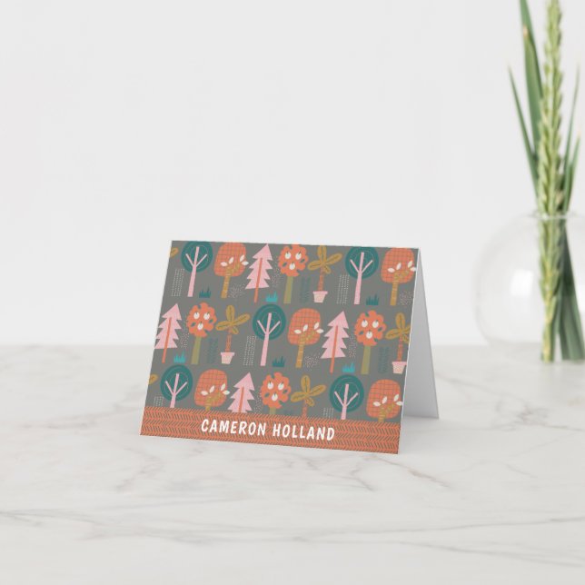 Cute Scandinavian Forest Personlig Stationery Anteckningskort (Framsida)