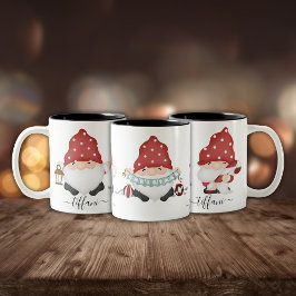 Cute Scandinavian God Gnomies with Namn Två-Tonad Mugg