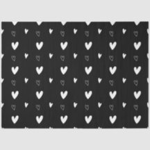 Cute Scandinavian Heart Mönster Black and White