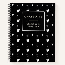 Cute Scandinavian Heart Mönster Black Personlig