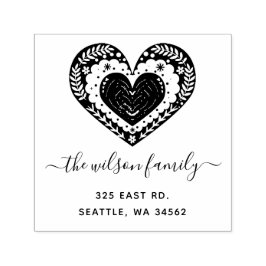 Cute Scandinavian Heart Nordic Returadress Självfärgande Stämpel