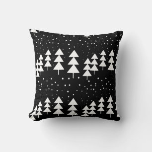 Cute Scandinavian jul Black and White Träd Kudde