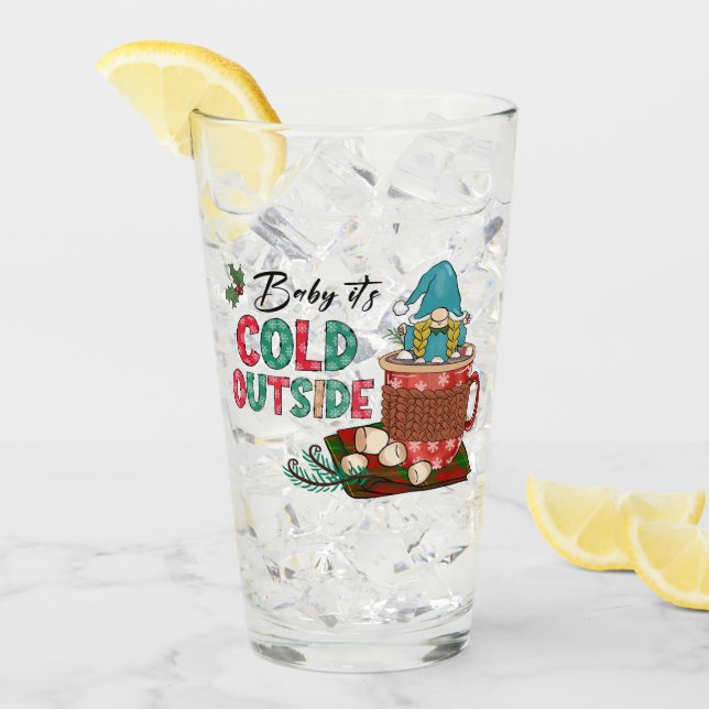 Cute Scandinavian jul Gnome & Hett Cocoa Glaskopp (Framsida Ice)