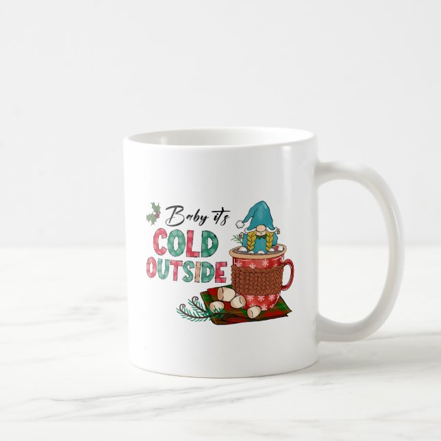 Cute Scandinavian jul Gnome & Hett Cocoa Kaffemugg (Höger)