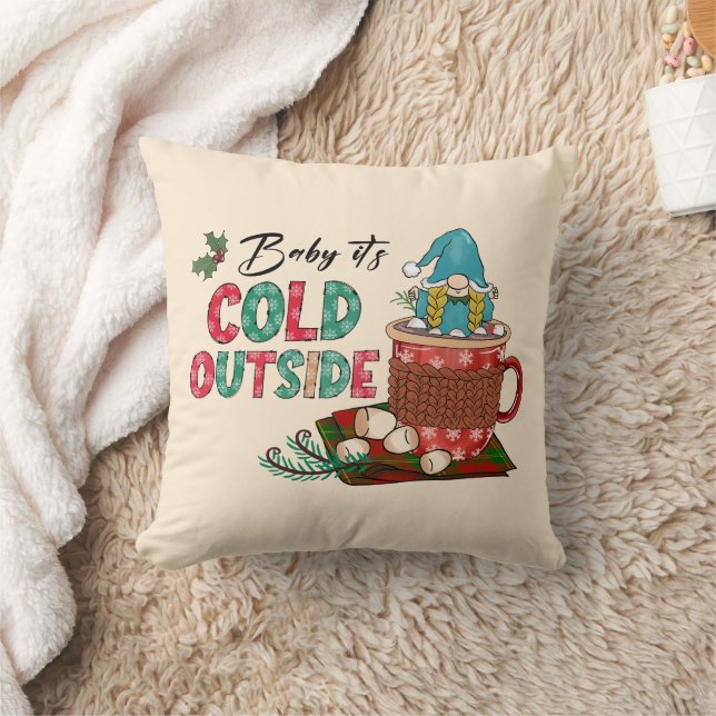 Cute Scandinavian jul Gnome & Hett Cocoa Kudde (Filt)