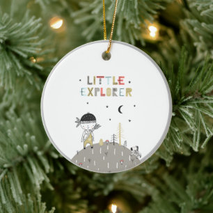 Cute Scandinavian Little Explorer Kids Julgransprydnad Keramik
