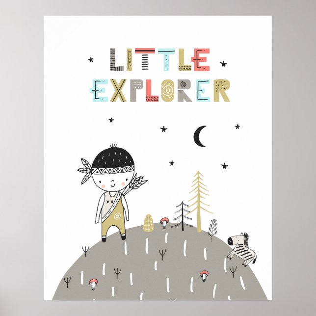 Cute Scandinavian Little Explorer Kids Poster (Framsidan)