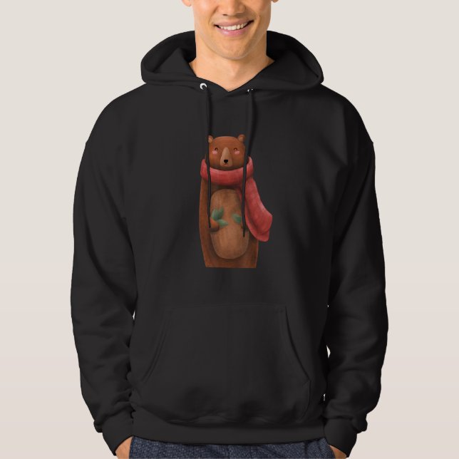 Cute Scarf Brown Bear Hoodie (Framsida)
