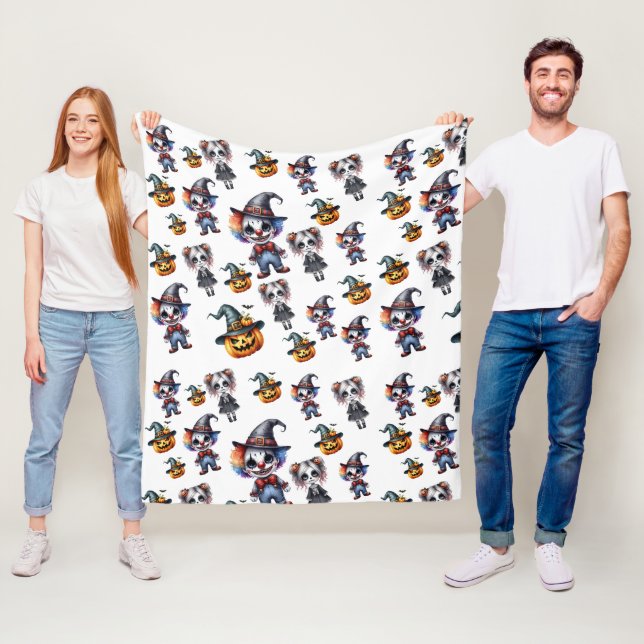 Cute Scary Funny Halloween Fleecefilt (På plats)