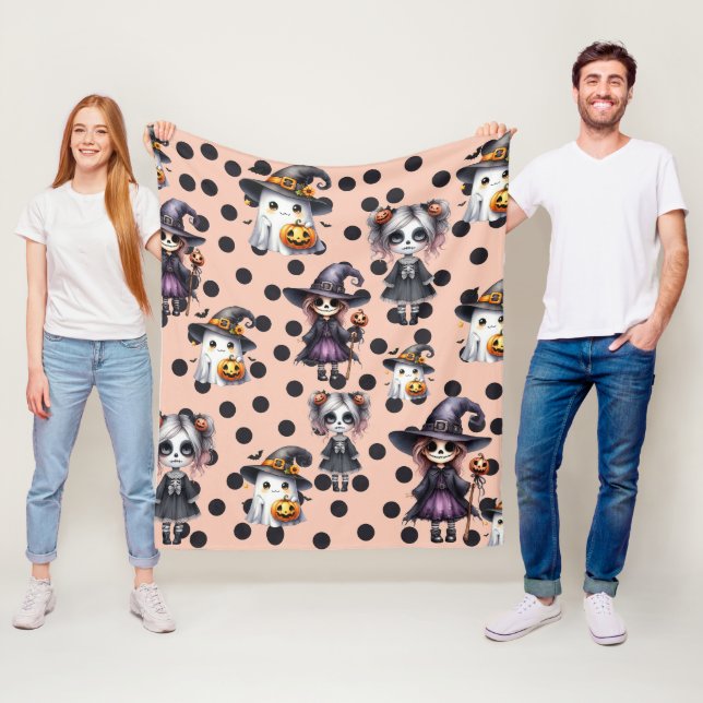 Cute Scary Funny Halloween Fleecefilt (På plats)