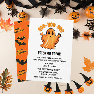 Cute Scary Halloween Ghost Boo Bus eller godis Inbjudningar