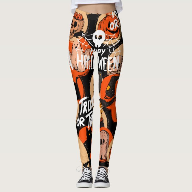  Cute & Scary Halloween Spooky vibes  Leggings (Framsida)